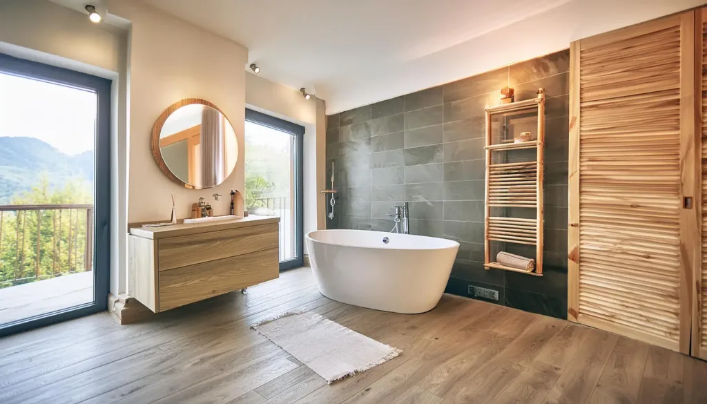 grande salle de bain moderne et confortable